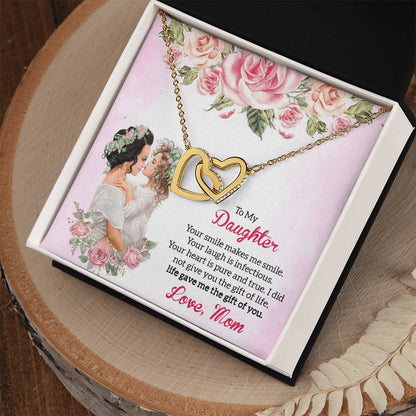 Forever Bonding Heart Necklace Gift Set - To My Daughter Interlocking Hearts Necklace