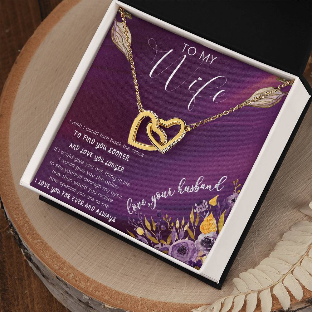 To My Wife Heart Lock Necklace Interlocking Hearts Necklace