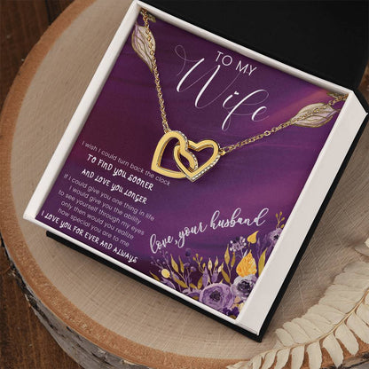 To My Wife Heart Lock Necklace Interlocking Hearts Necklace