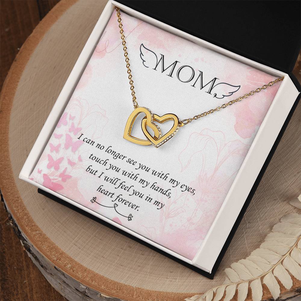 Double Heart Pendant Necklace Remembrance Mom Interlocking Hearts Necklace