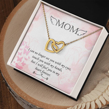 Double Heart Pendant Necklace Remembrance Mom Interlocking Hearts Necklace