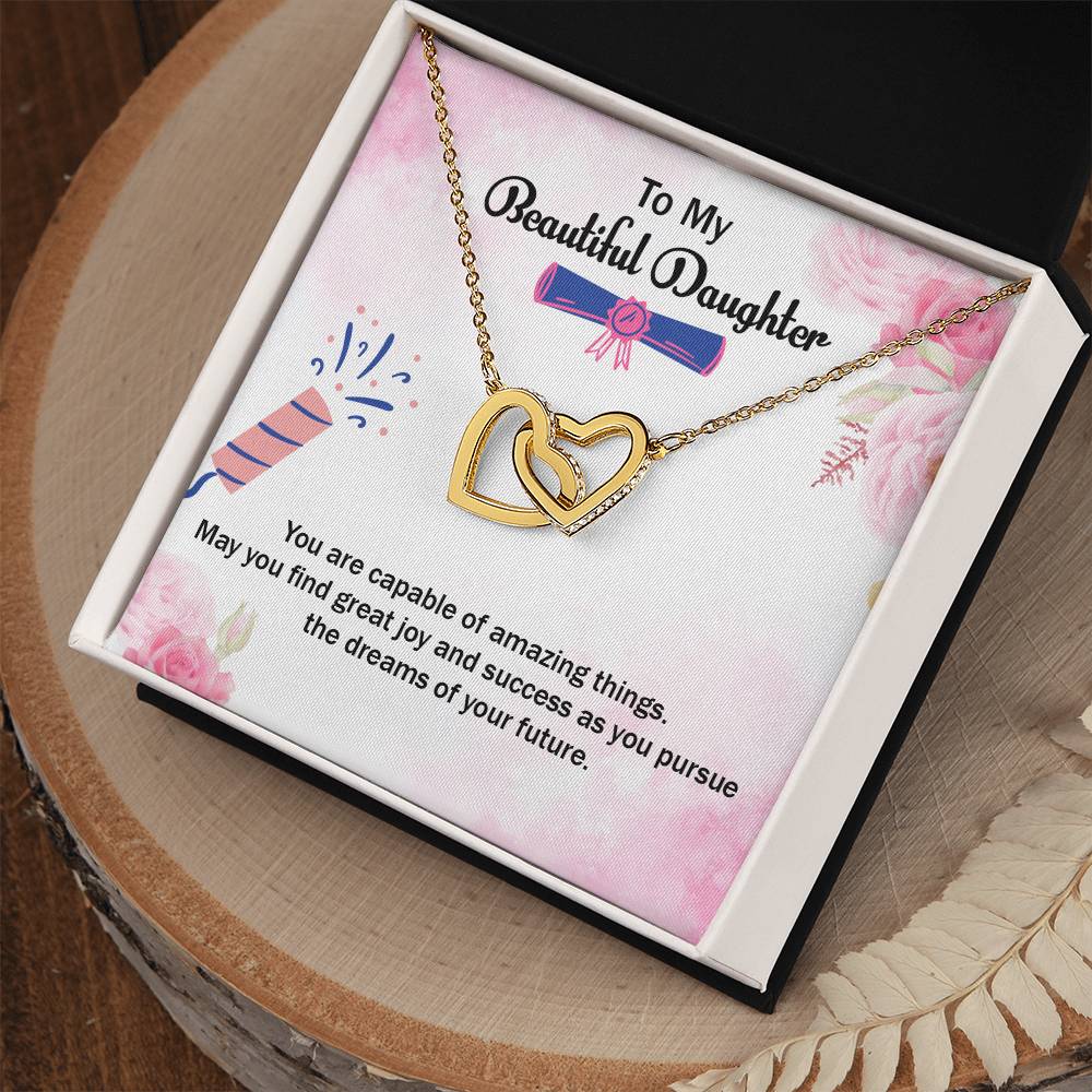 Daughter'S Graduation Gift Necklace Graduation Jewelry For Daughter From Parents Interlocking Hearts Necklace