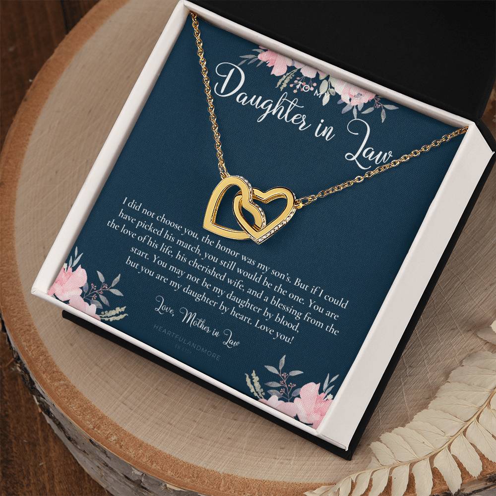 Daughter-In-Law Gift Necklace Wedding Gift Jewelry From Mother-In Law Gift For Bride Daughter-In-Heart Interlocking Hearts Necklace