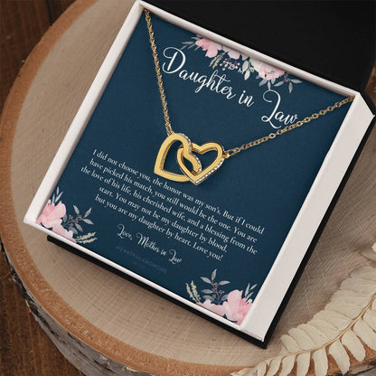 Daughter-In-Law Gift Necklace Wedding Gift Jewelry From Mother-In Law Gift For Bride Daughter-In-Heart Interlocking Hearts Necklace