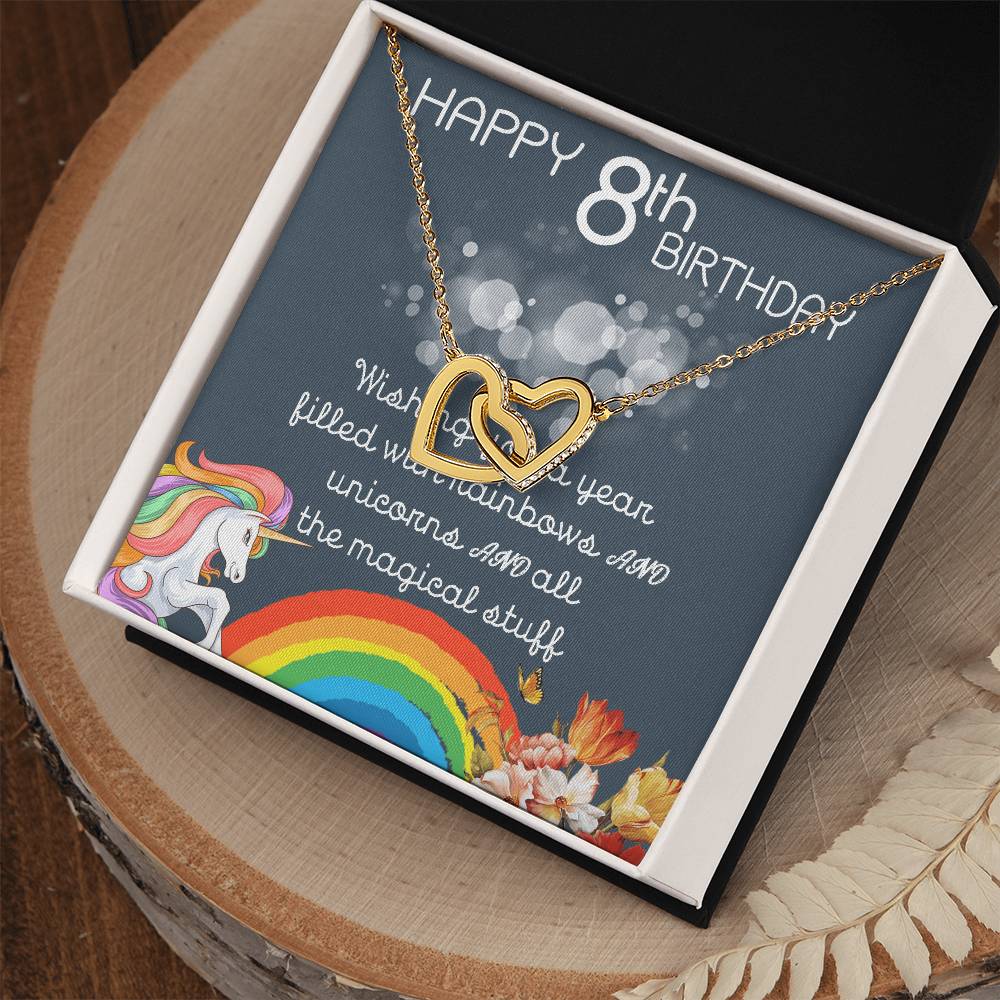 8Th Birthday Necklace Gifts For Girls Cute Unicorn 8 Years Old Girl Jewelry Gift For Daughter Niece Interlocking Necklace Xu246Il01 Interlocking Hearts Necklace