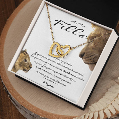 À Ma Fille - Ce Vieux Lion Te Soutiendra Toujours Interlocking Hearts Necklace