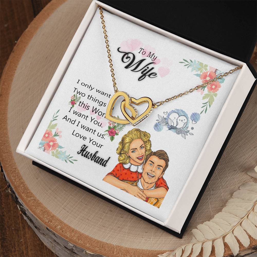 To My Wife Necklace Interlocking Hearts Necklace