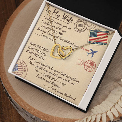 To My Wife Interlocking Hearts Necklace Message Card