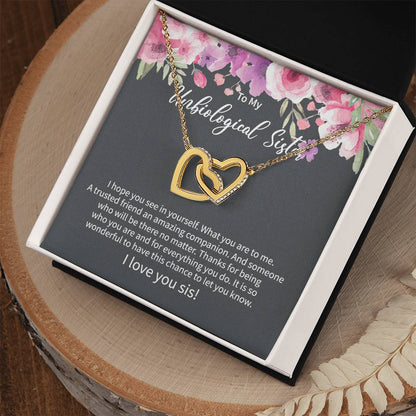 Unbiological Sister Gift Ideas Unbiological Sister Necklaces Unbiological Sister Gift From Step Brother 2021 Interlocking Hearts Necklace