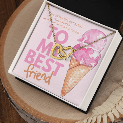 Best Friends And Ice Cream Interlocking Hearts Necklace
