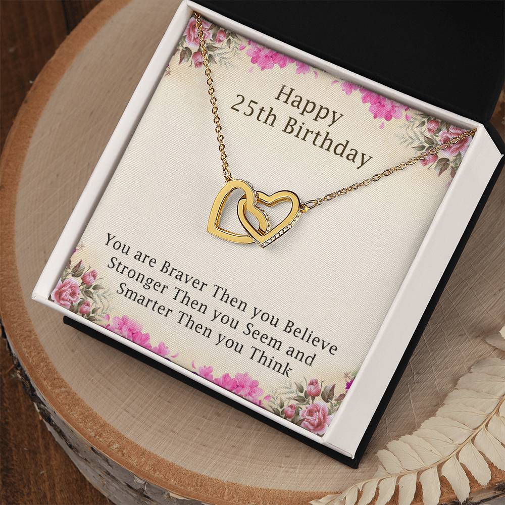 25Th-Birthday Gifts For Girls 25Th Birthday Necklace 25Th Birthday Gift Girl. Gift For Sister Best Friend Interlocking Hearts Necklace
