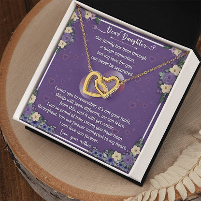 Forever Connected Hearts Necklace To My Daughter - A Never Separated Love - From Mother Interlocking Hearts Necklace