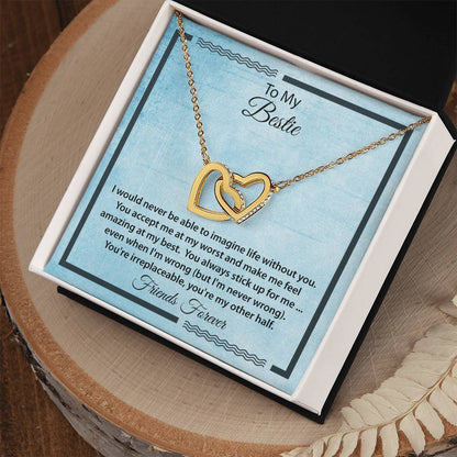 Bestie I Can'T Imagine Life Without You Necklace Interlocking Hearts Necklace