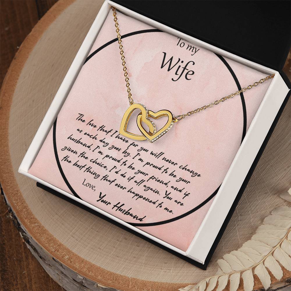 To My Wife The Love That I Have For You - Pink Interlocking Hearts Necklace