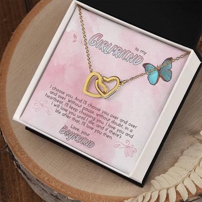 Gift For Girlfriend Interlocking Hearts Necklace