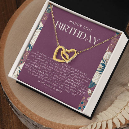 Gift For 13 Year Old Girl Gifts 13Th Birthday Girl 13Th Birthday Gift Thirteenth Birthday Necklace Teen Birthday Gift Official Teenager Interlocking Hearts Necklace