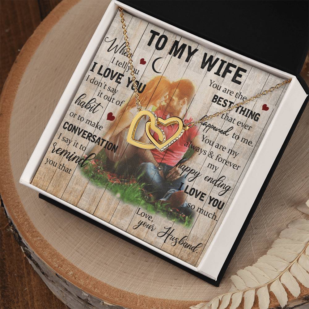 Wife Birthday Necklace Husband To Wife Necklace Necklace Present For Wife Jewelry For My Wife Interlocking Hearts Necklace