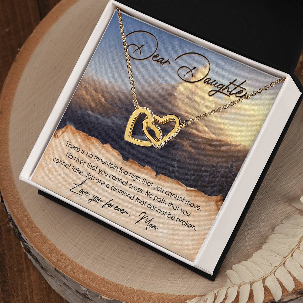 Dear Daughter Love You Forever Interlocking Hearts Necklace Message Card