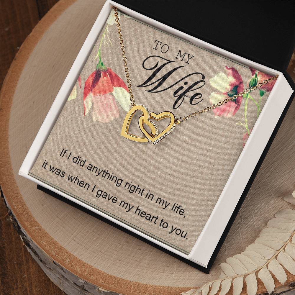 To My Wife Interlocking Hearts Necklace Message Card