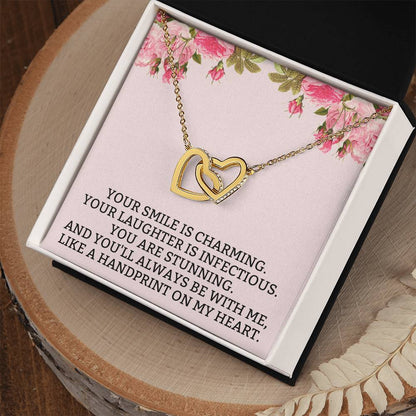 You Will Always Be With Me Interlocking Hearts Necklace