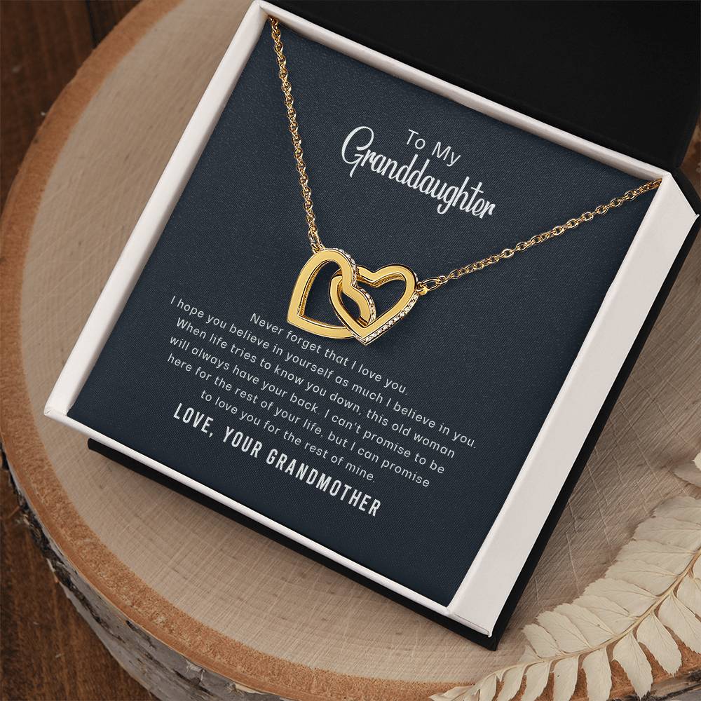 Believe In Yourself - Gift For Granddaughter Interlocking Hearts Necklace