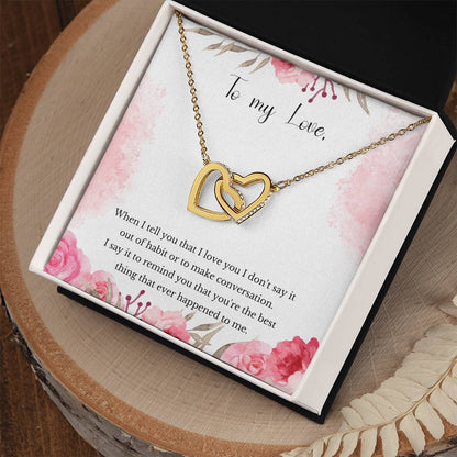 Valentine'S Gift For Girlfriend - You That You'Re The Best Thing That Ever Happened To Me. Interlocking Hearts Necklace