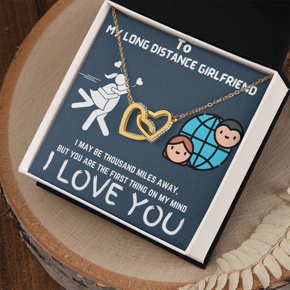 Gift For Long Distance Girlfriend Interlocking Hearts Necklace