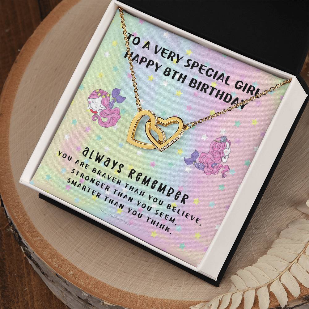 8Th Birthday Gift 8Th Birthday Necklace Gift Happy 8Th Birthday Gift Gift For 8 Year Birthday Girl Interlocking Hearts Necklace