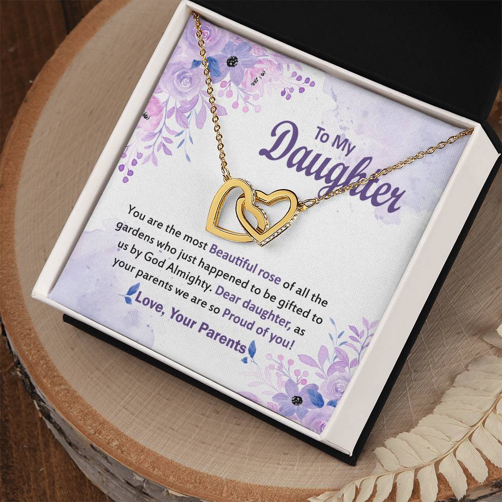 Gift For Daughter From Parents Message Card Necklace Interlocking Hearts Necklace