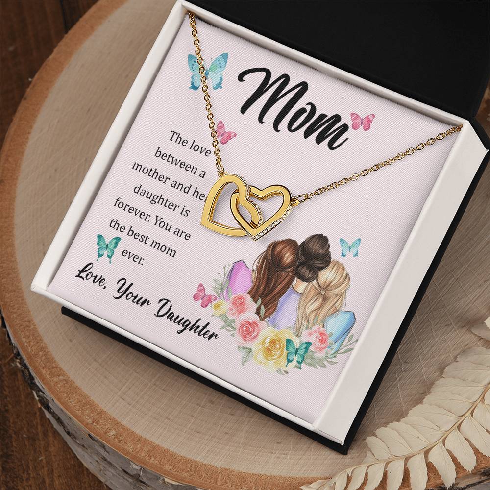 Dear Mom Interlocking Hearts Necklace