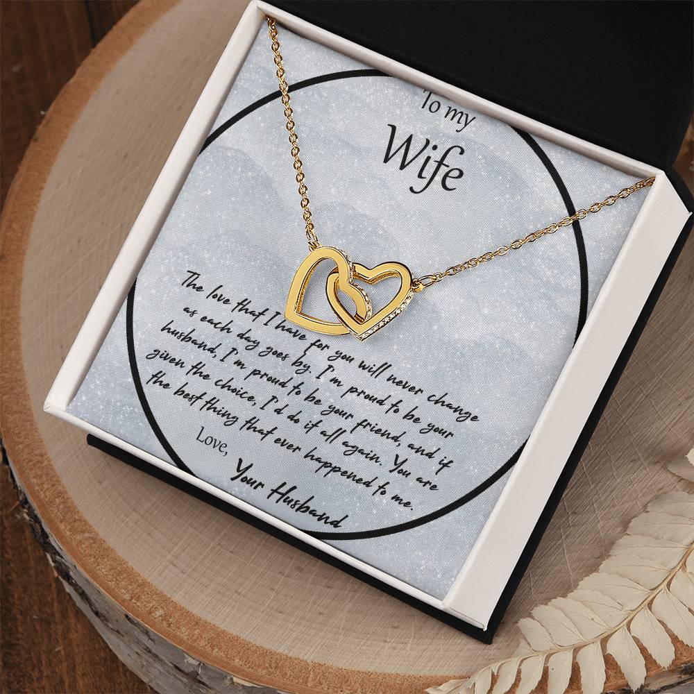 To My Wife The Love That I Have For You - Gray Interlocking Hearts Necklace