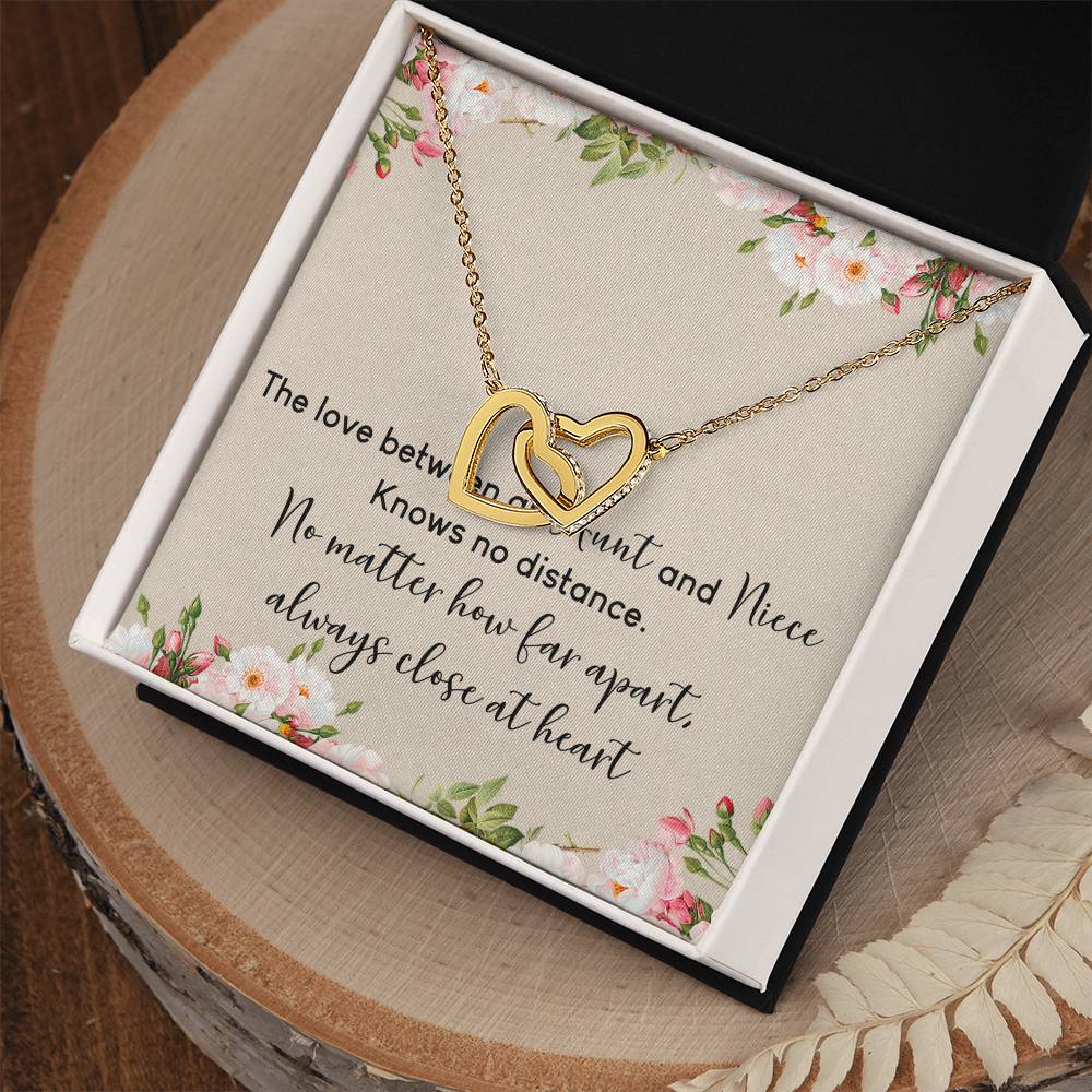 Aunt And Niece Interlocking Hearts Necklace Message Card
