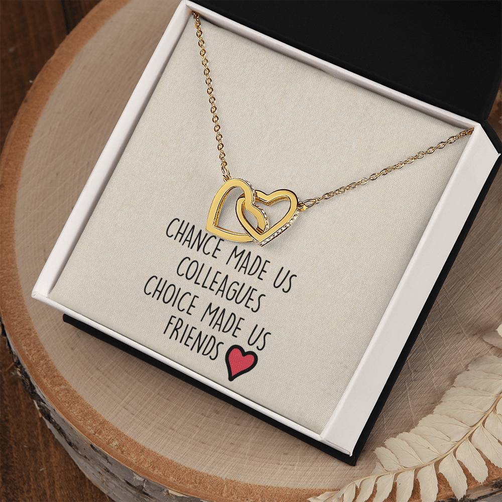 Chance Made Us Colleagues Interlocking Heart Necklace Best Friend Gift Bff Gift Interlocking Hearts Necklace