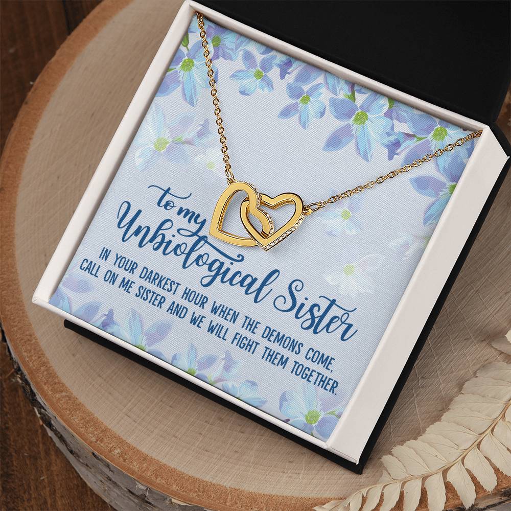 Unbiological Sister Soul Sister Big Little Sorority Sister In Law Step Sister Best Friend Gift Interlocking Hearts Necklace
