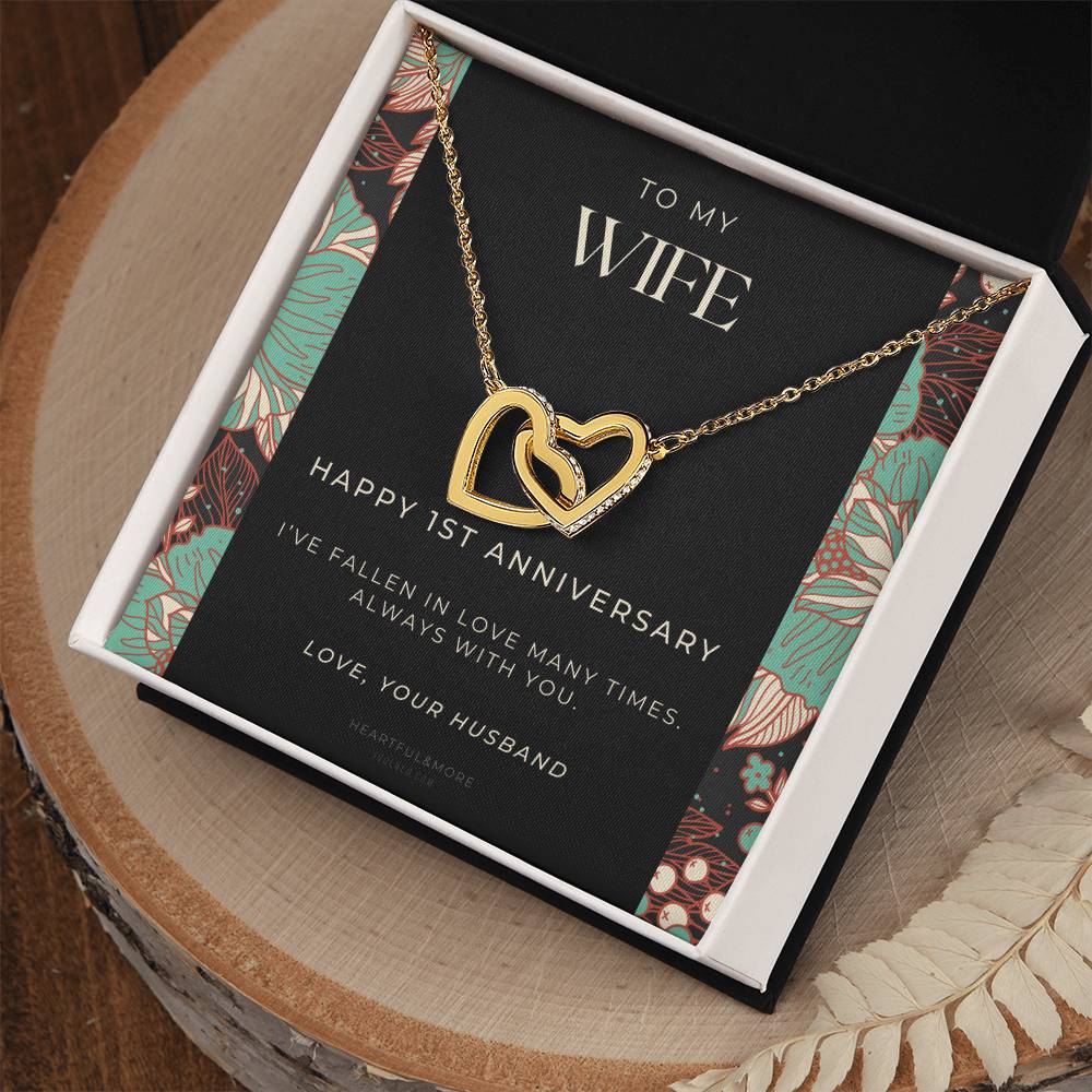 1 Year Anniversary Gift For Wife 1 Year Anniversary Gifts 1 Year Wedding Anniversary Gift Ideas 1St Wedding Anniversary Gift For Her Interlocking Hearts Necklace