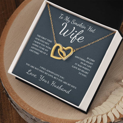 To My Wife - You Are My Soul Interlocking Hearts Necklace