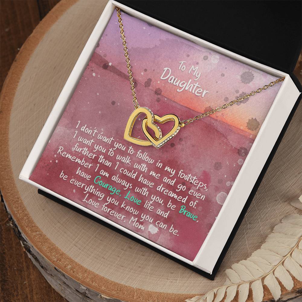 Daughter I Am Always With You - Hearts Necklace Interlocking Hearts Necklace