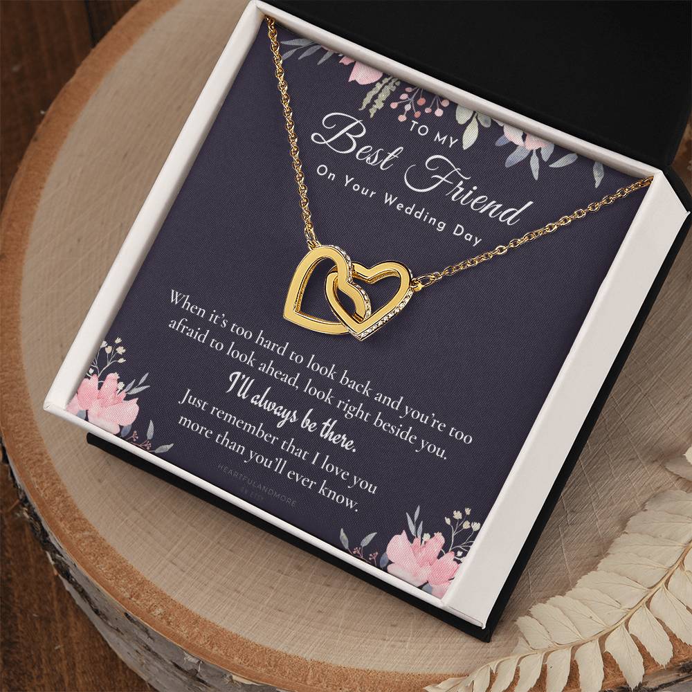 Best Friend Gift On Her Wedding Day Best Friend To Bride Necklace Best Friend Gift To Bride Bride Gift From Maid Of Honor To My Best Friend Interlocking Hearts Necklace