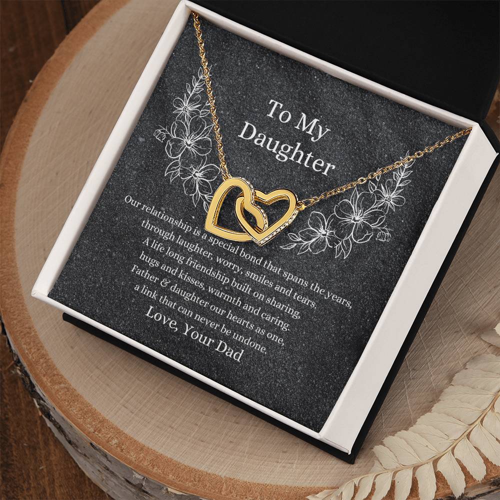 Father To Daughter Hearts As One Necklace Interlocking Hearts Necklace