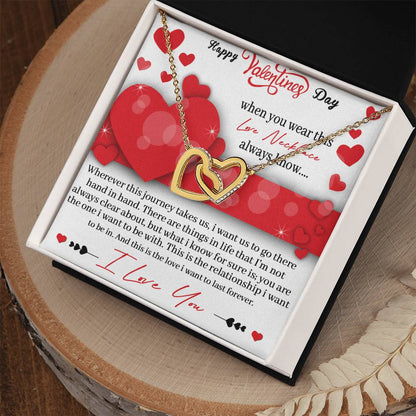 Valentines Day Love Necklace - Gift Interlocking Hearts Necklace