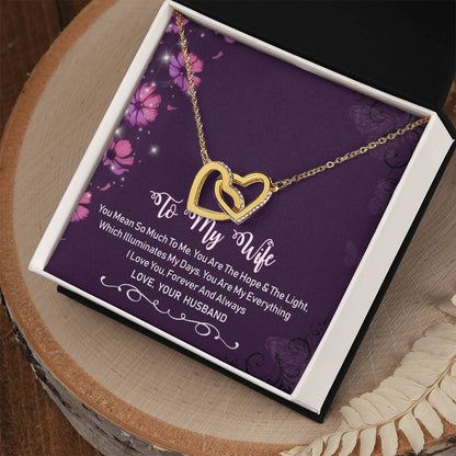 To My Wife Interlocking Hearts Necklace Message Card