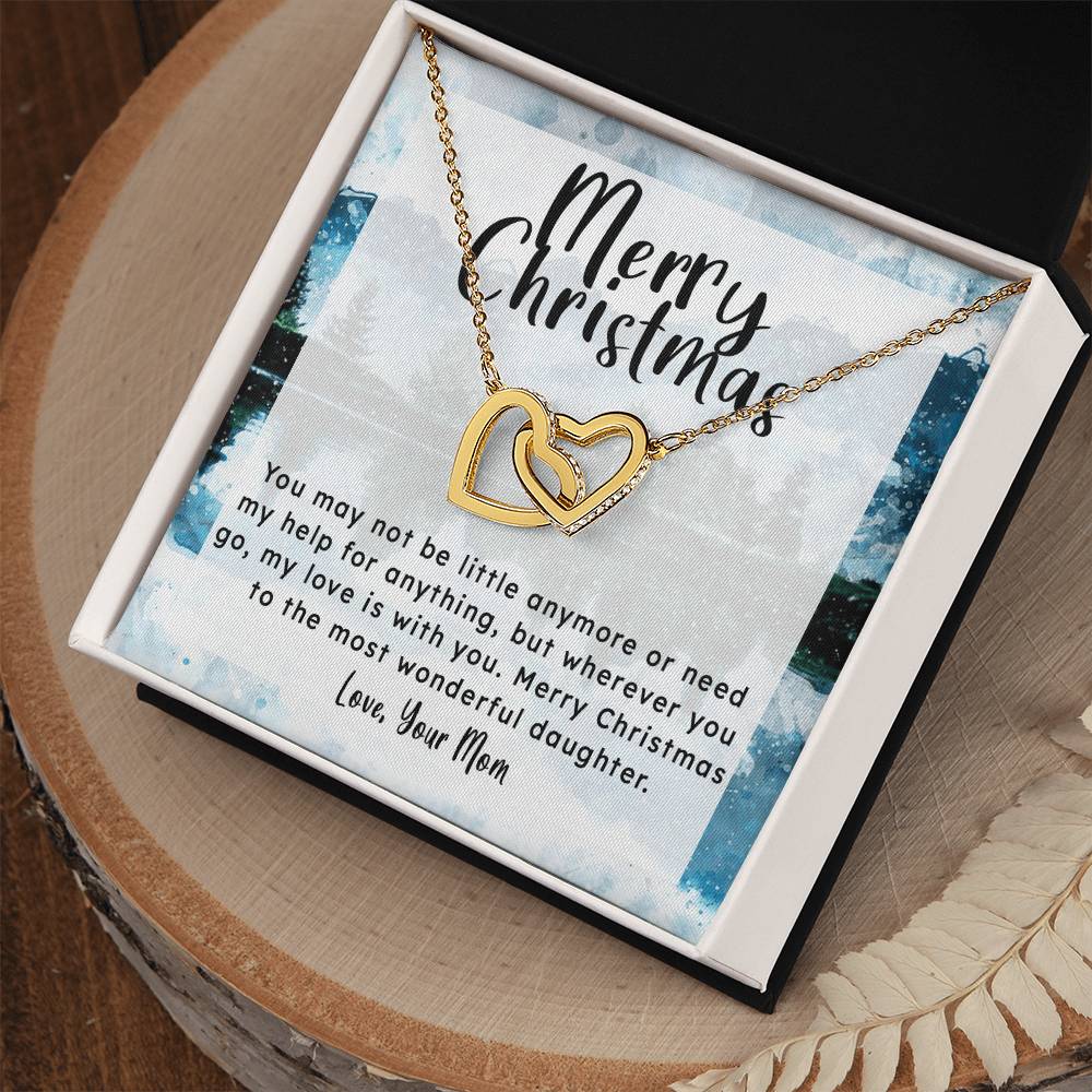 Gift For Daughter From Mom - My Love Is With You Interlocking Hearts Necklace