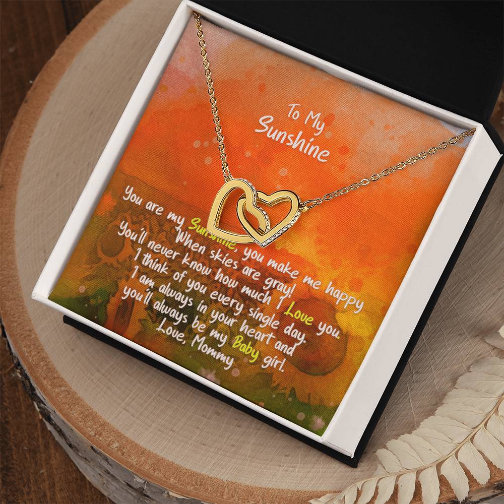 Daughter My Sunshine Locked Hearts Necklace Interlocking Hearts Necklace