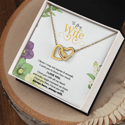 To My Wife Interlocking Hearts Necklace