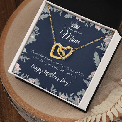 To Our Amazing Mom Necklace Happy Mother’S Day Gift Personalized Mom Gift Mothers Necklace Gift For Mom Best Mom Gift Interlocking Hearts Necklace