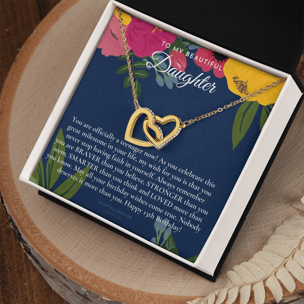 Gift For 13 Year Old Girl Gifts 13Th Birthday Girl 13Th Birthday Gift Thirteenth Birthday Necklace Teen Birthday Gift Official Teenager Interlocking Hearts Necklace