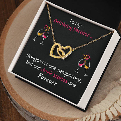 Drunk Stories Are Forever Interlocking Hearts Necklace
