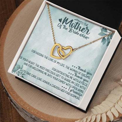 To The Mother Of The Bride Interlocking Hearts Necklace Message Card