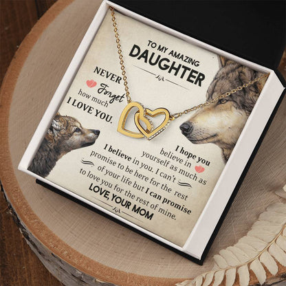 Daughter - Never Forget - Interlocking Hearts Necklace