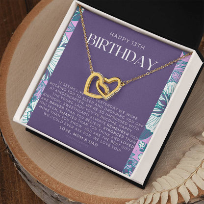 Gift For 13 Year Old Girl Gifts 13Th Birthday Girl 13Th Birthday Gift Thirteenth Birthday Necklace Teen Birthday Gift Official Teenager Interlocking Hearts Necklace